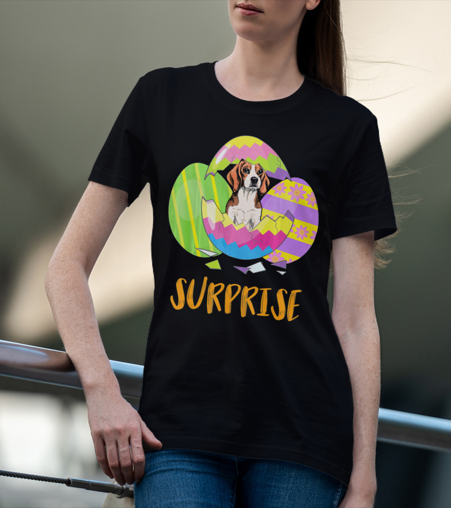 Surprise Beagle Bunny Funny Easter T-Shirt