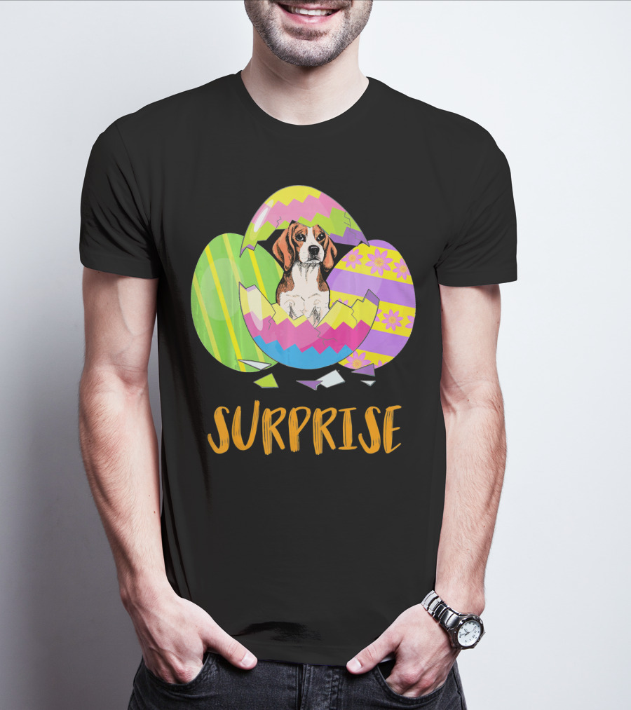Surprise Beagle Bunny Funny Easter T-Shirt