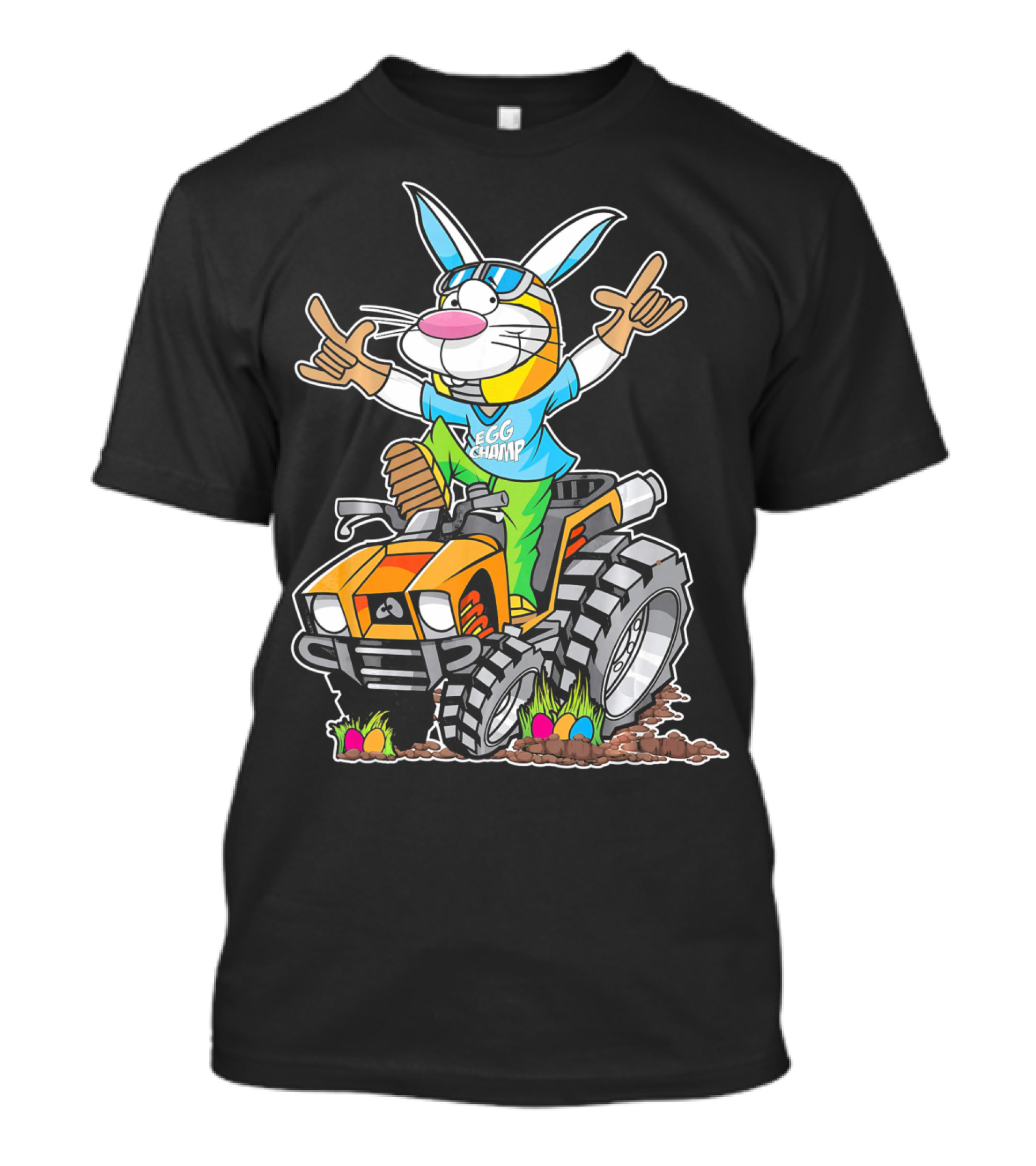 Easter Bunny Egg Champ Riding ATV With Easter Eggs And Sunglasses T-Shirt