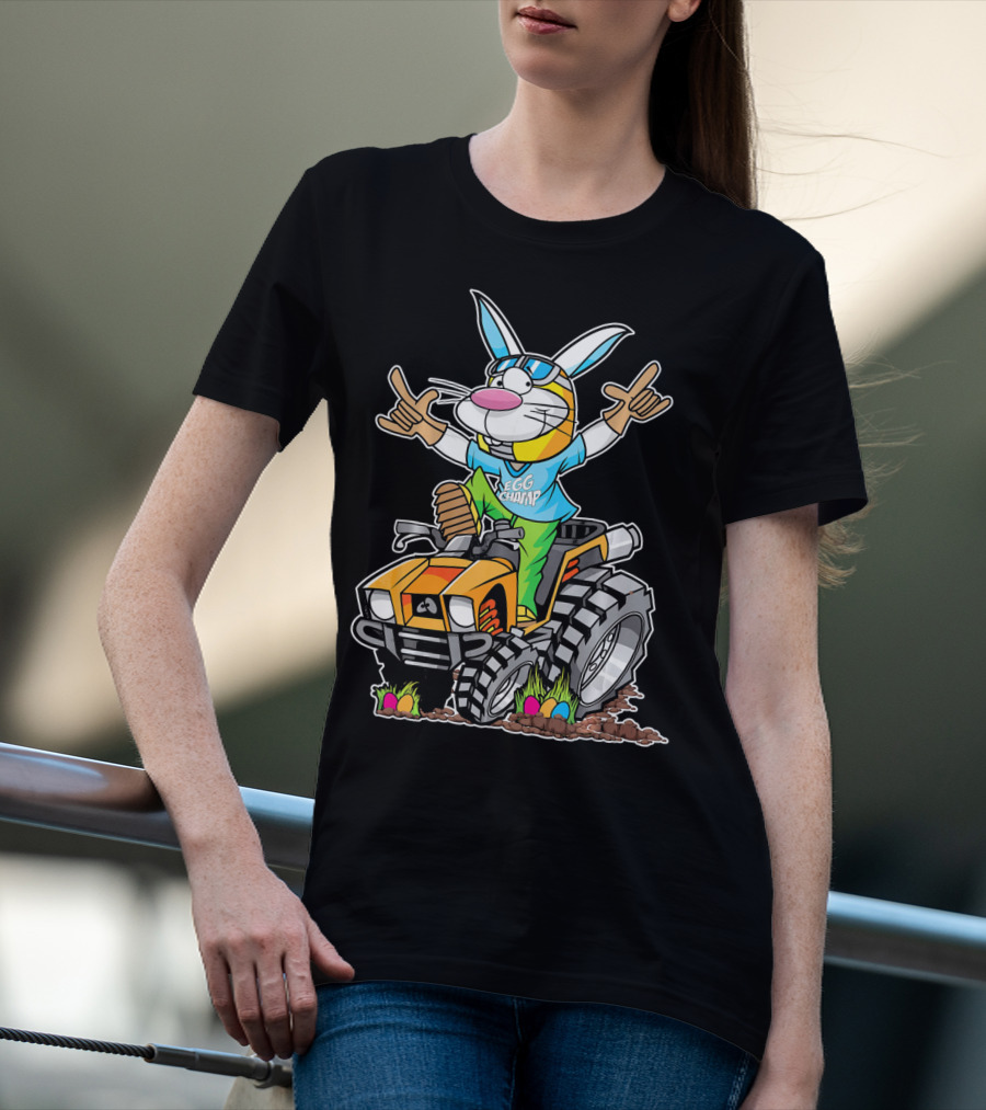 Easter Bunny Egg Champ Riding ATV With Easter Eggs And Sunglasses T-Shirt