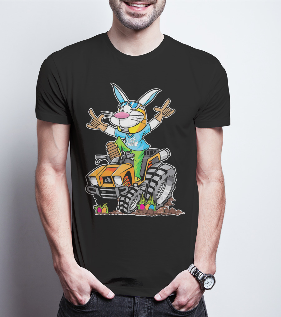 Easter Bunny Egg Champ Riding ATV With Easter Eggs And Sunglasses T-Shirt