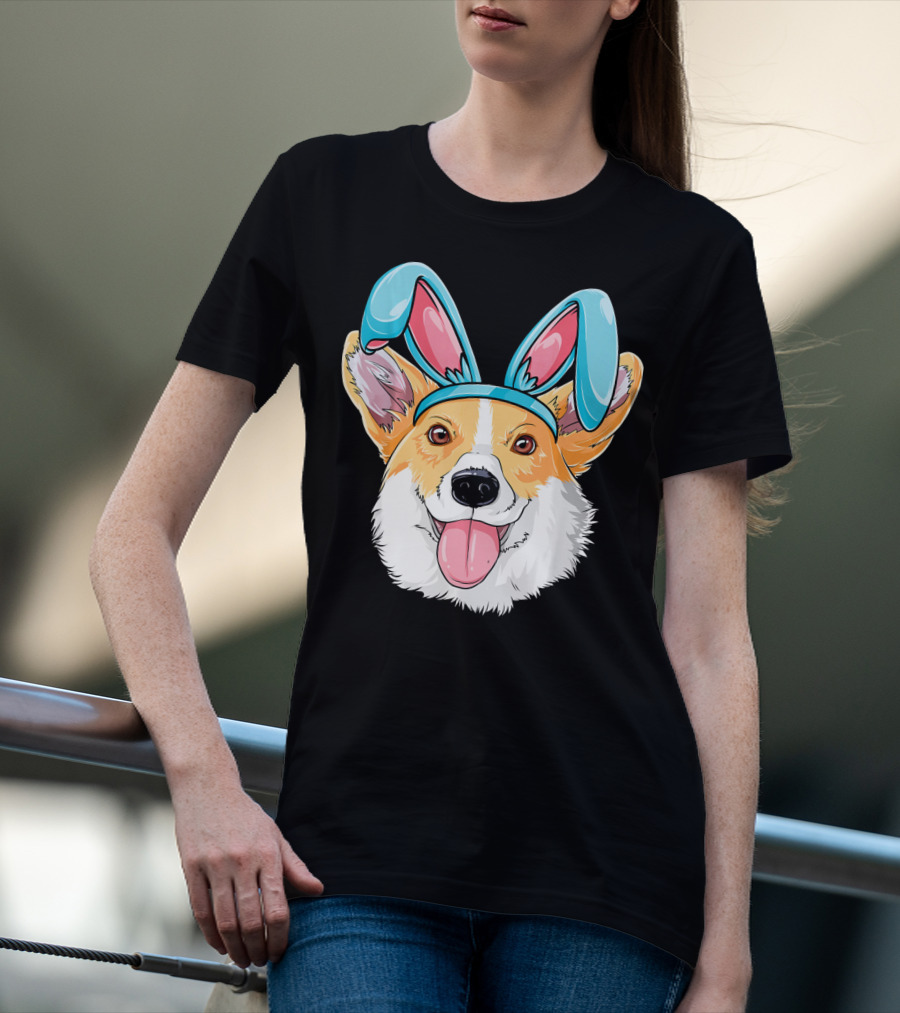 Easter Bunny Ears Corgi Dog T-Shirt