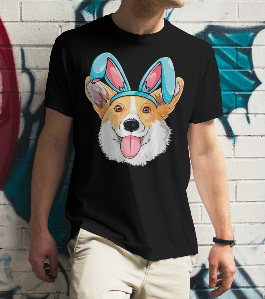 Easter Bunny Ears Corgi Dog T-Shirt