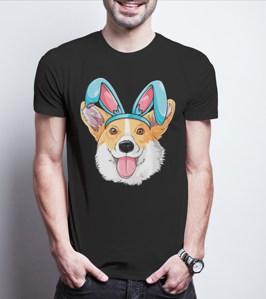 Easter Bunny Ears Corgi Dog T-Shirt