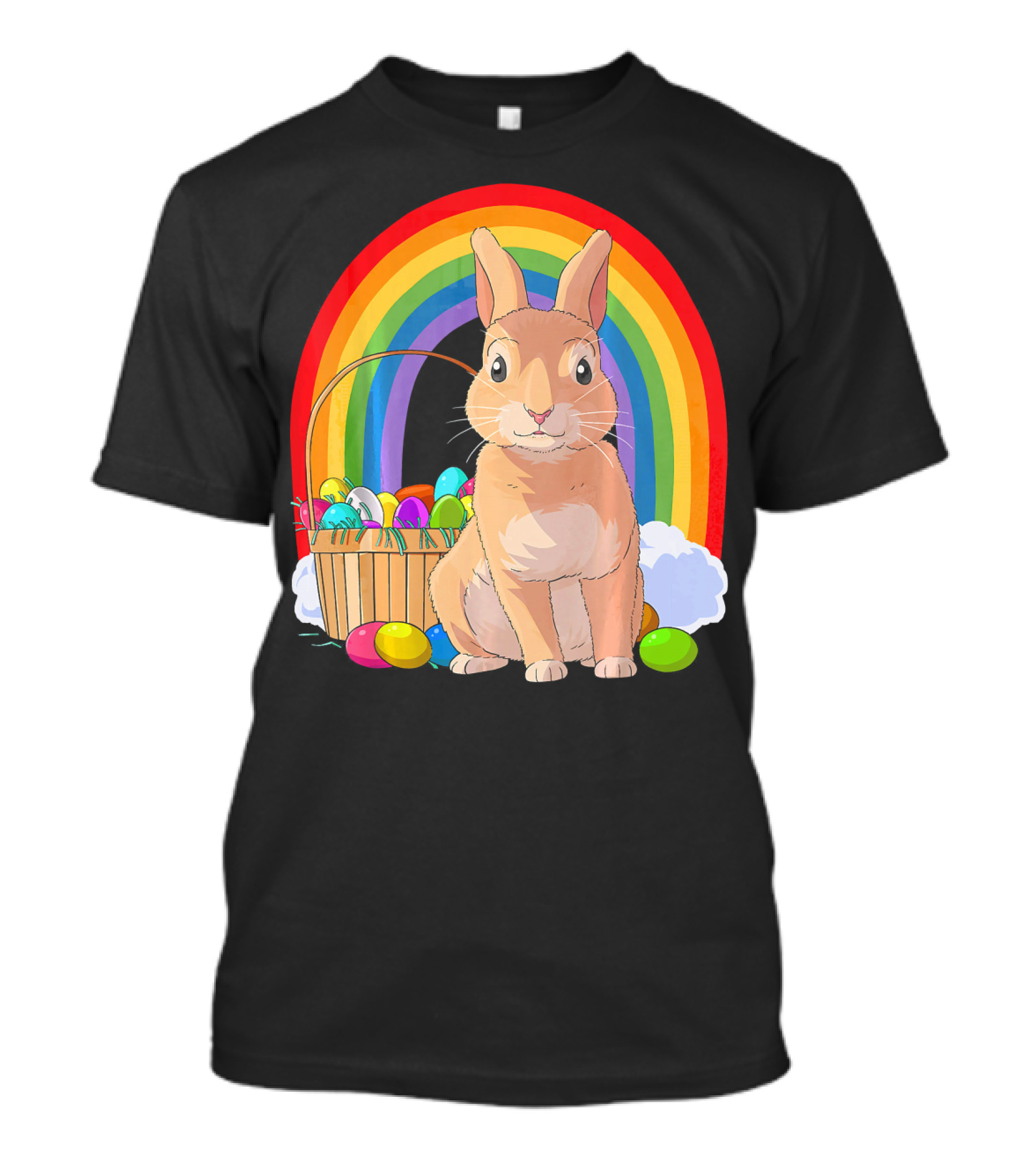 Bunny Rabbit With Easter Eggs And Rainbow For Kids Easter T-Shirt
