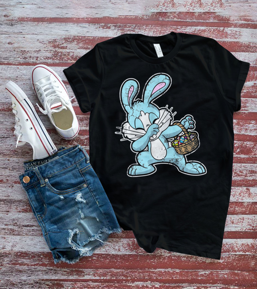 Dabbing Easter Bunny With Basket Of Eggs T-Shirt