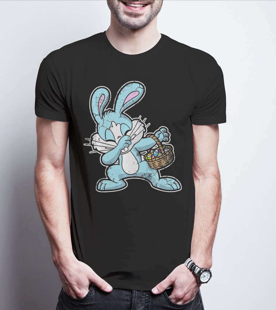 Dabbing Easter Bunny With Basket Of Eggs T-Shirt
