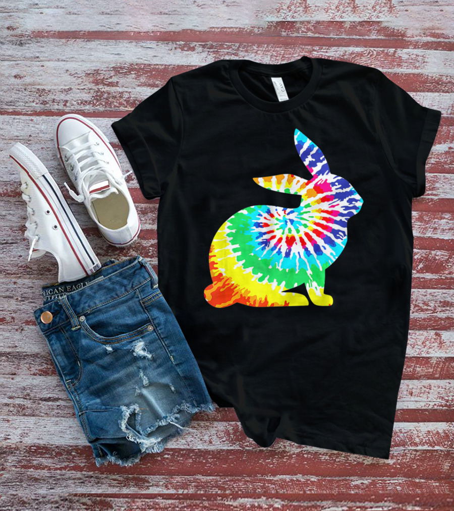 Tie Dye Rabbit Colorful Spiral Tie Dyed T-Shirt