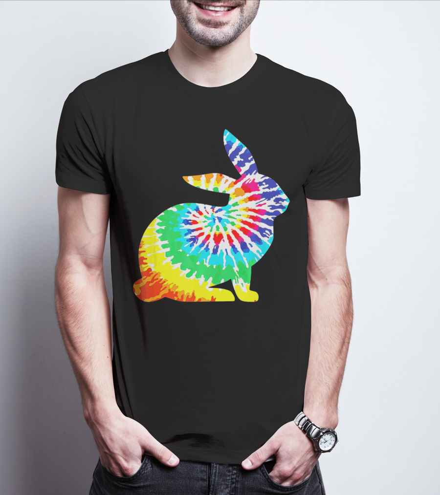 Tie Dye Rabbit Colorful Spiral Tie Dyed T-Shirt