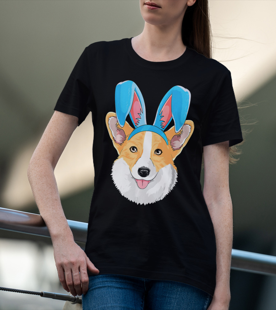 Easter Bunny Corgi Dog With Bunny Ears T-Shirt