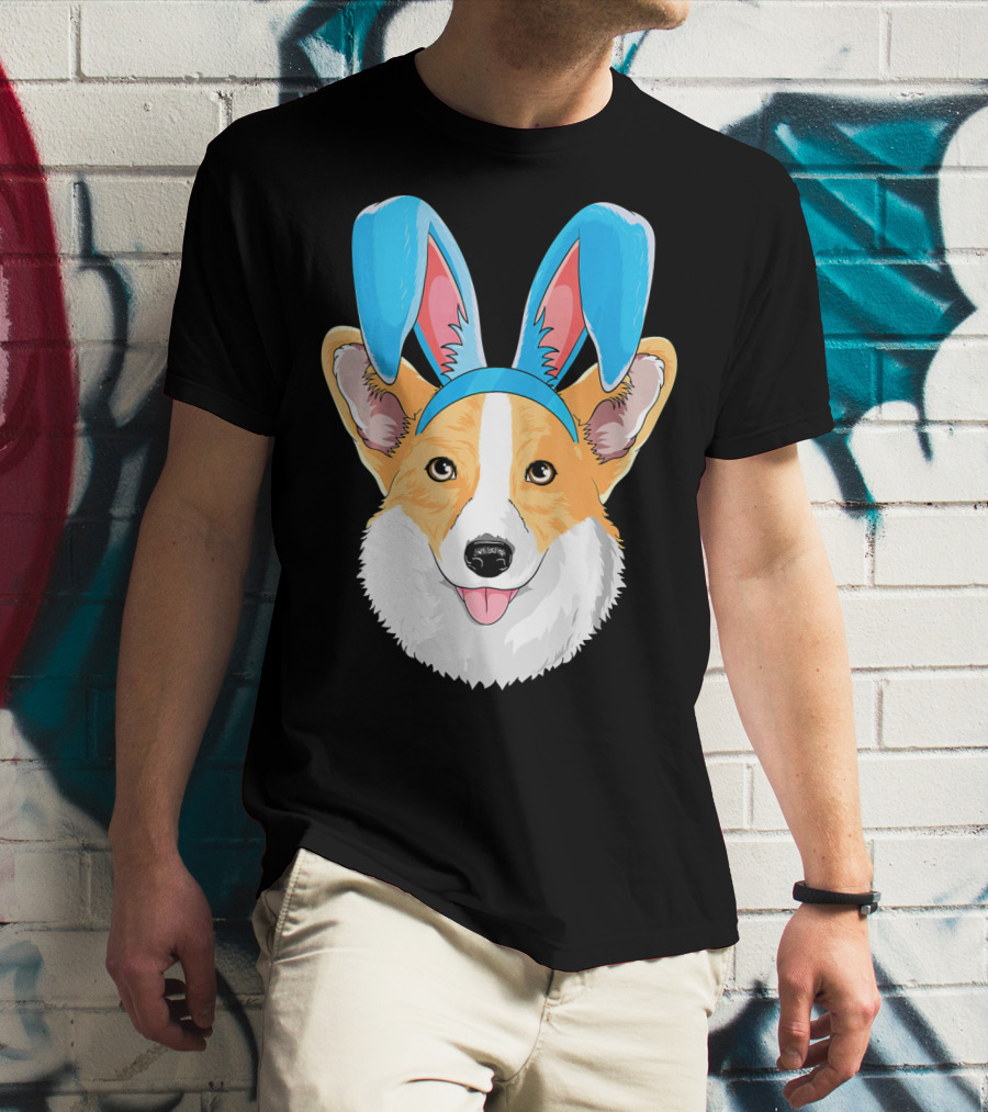 Easter Bunny Corgi Dog With Bunny Ears T-Shirt