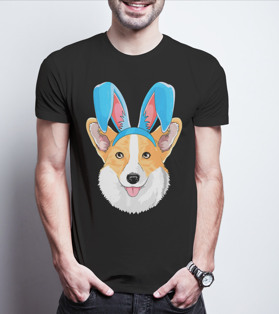 Easter Bunny Corgi Dog With Bunny Ears T-Shirt