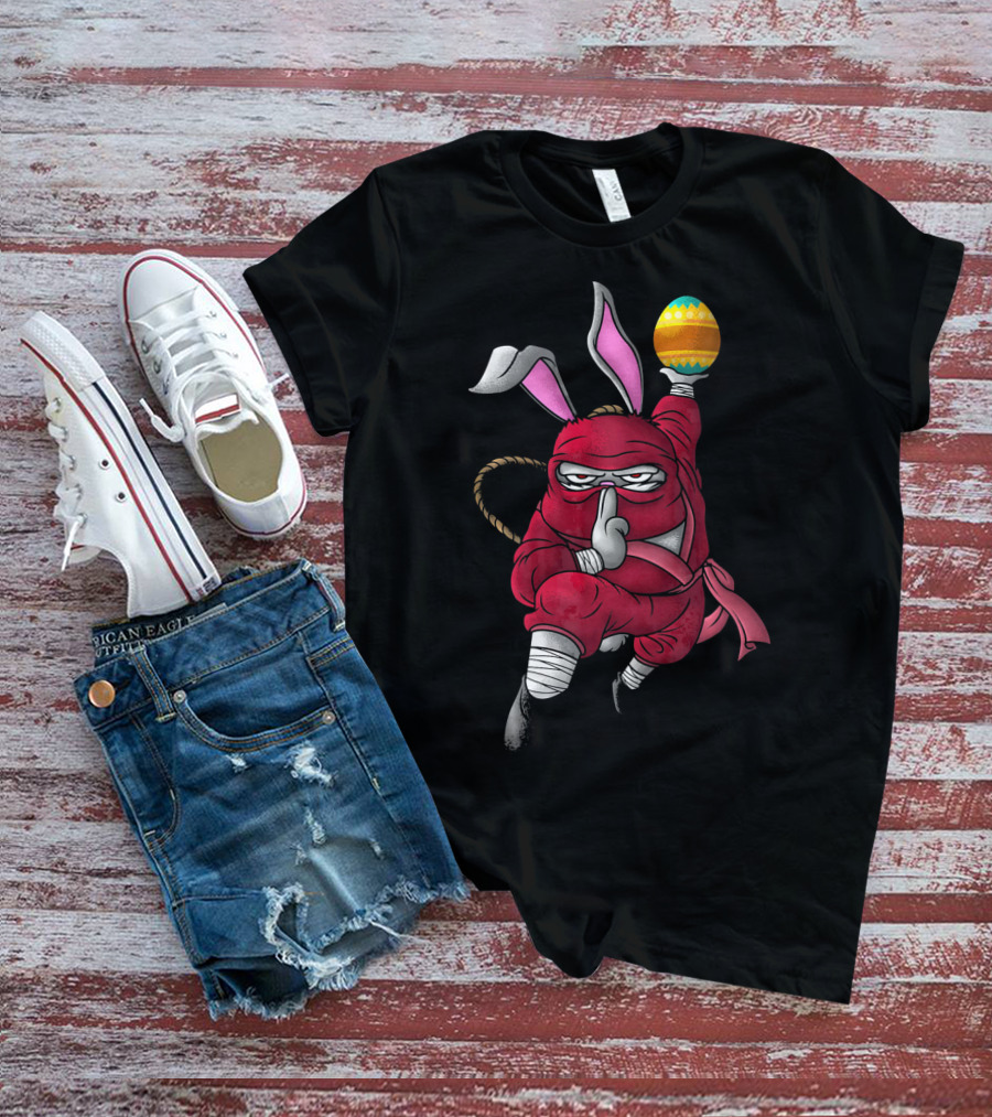 Easter Bunny Ninja With Cute Little Egg T-Shirt
