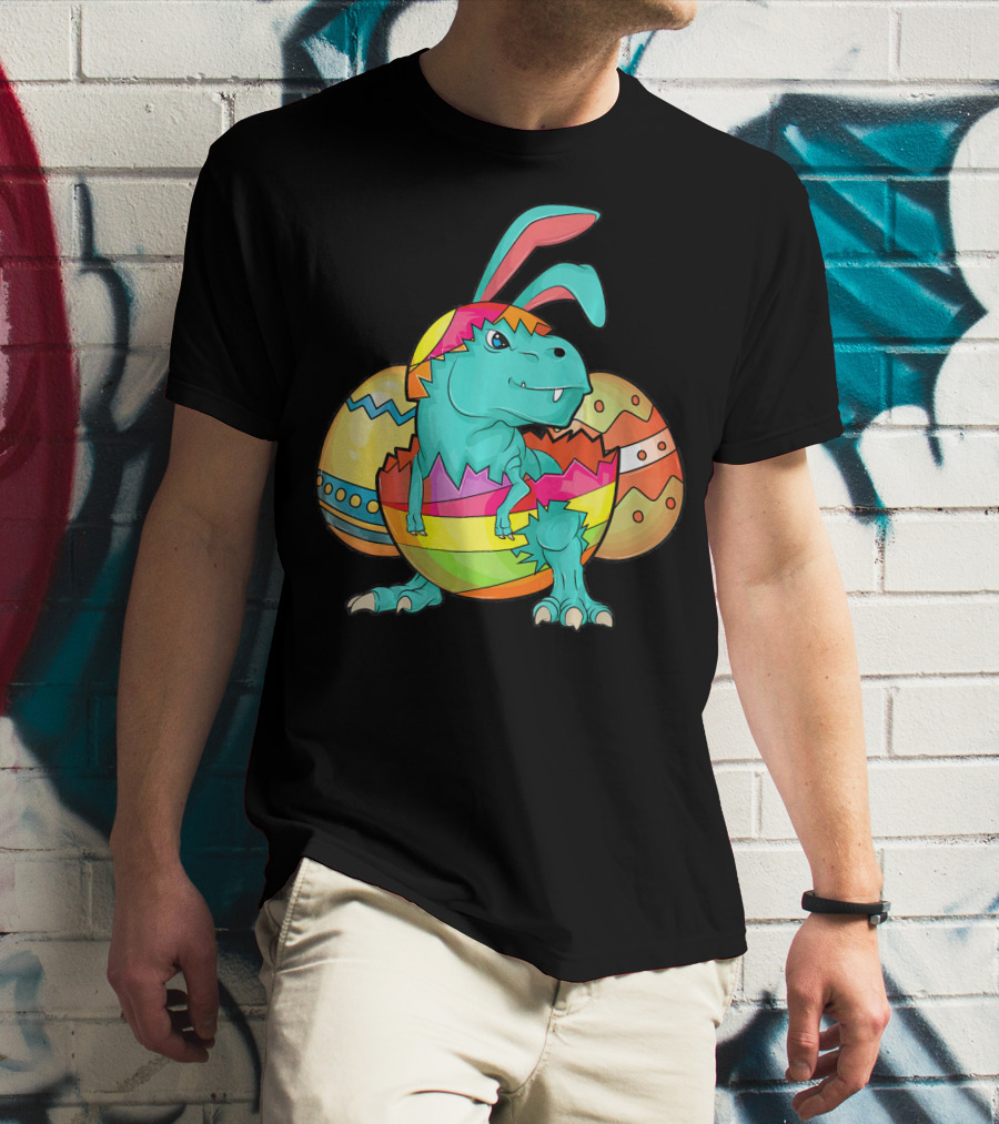 Easter Bunny Dinosaur Cute Rex Lover In Colorful Eggshell T-Shirt