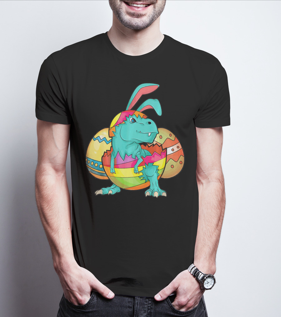 Easter Bunny Dinosaur Cute Rex Lover In Colorful Eggshell T-Shirt
