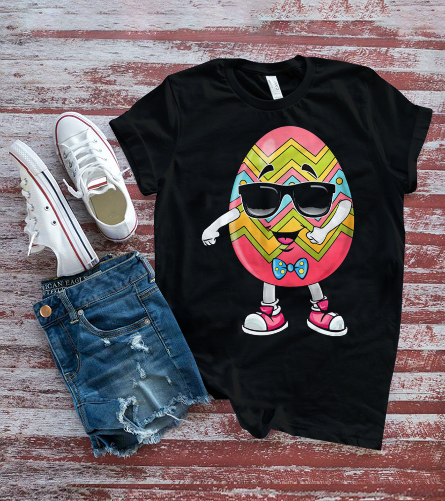 Floss Like A Boss Easter Egg Dance With Sunglasses And Bow Tie T-Shirt