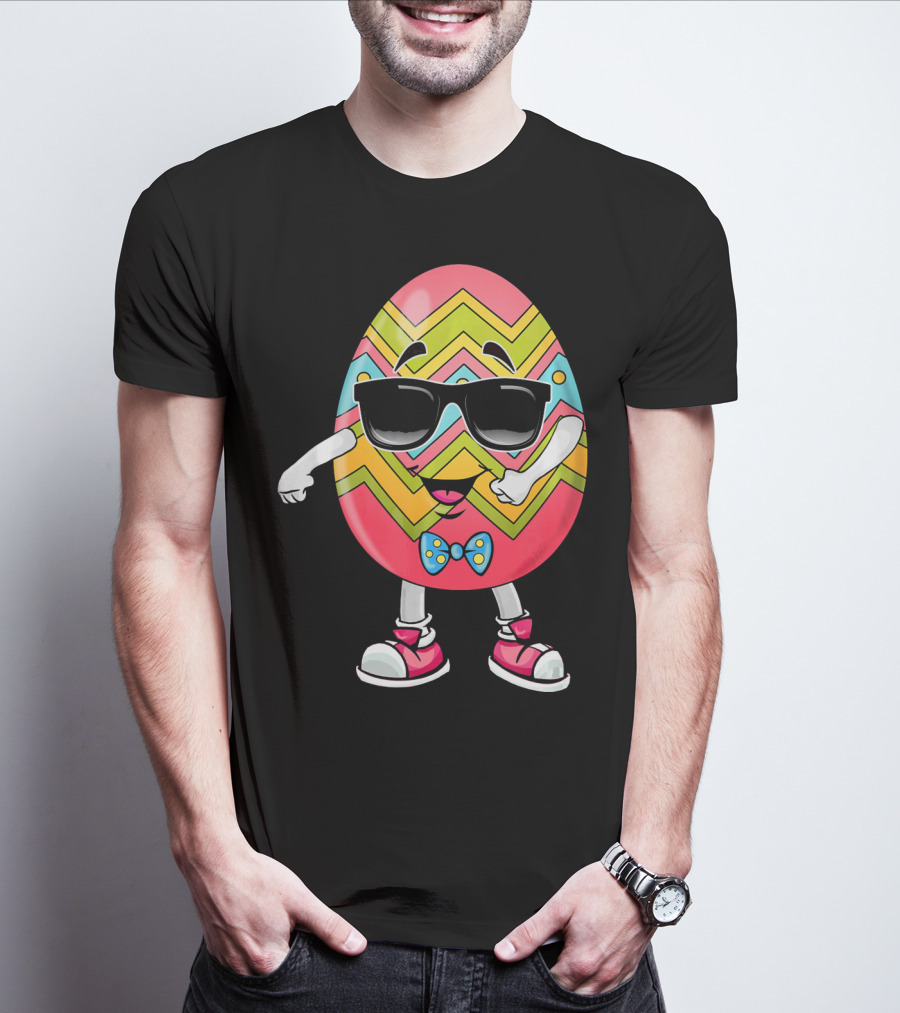 Floss Like A Boss Easter Egg Dance With Sunglasses And Bow Tie T-Shirt