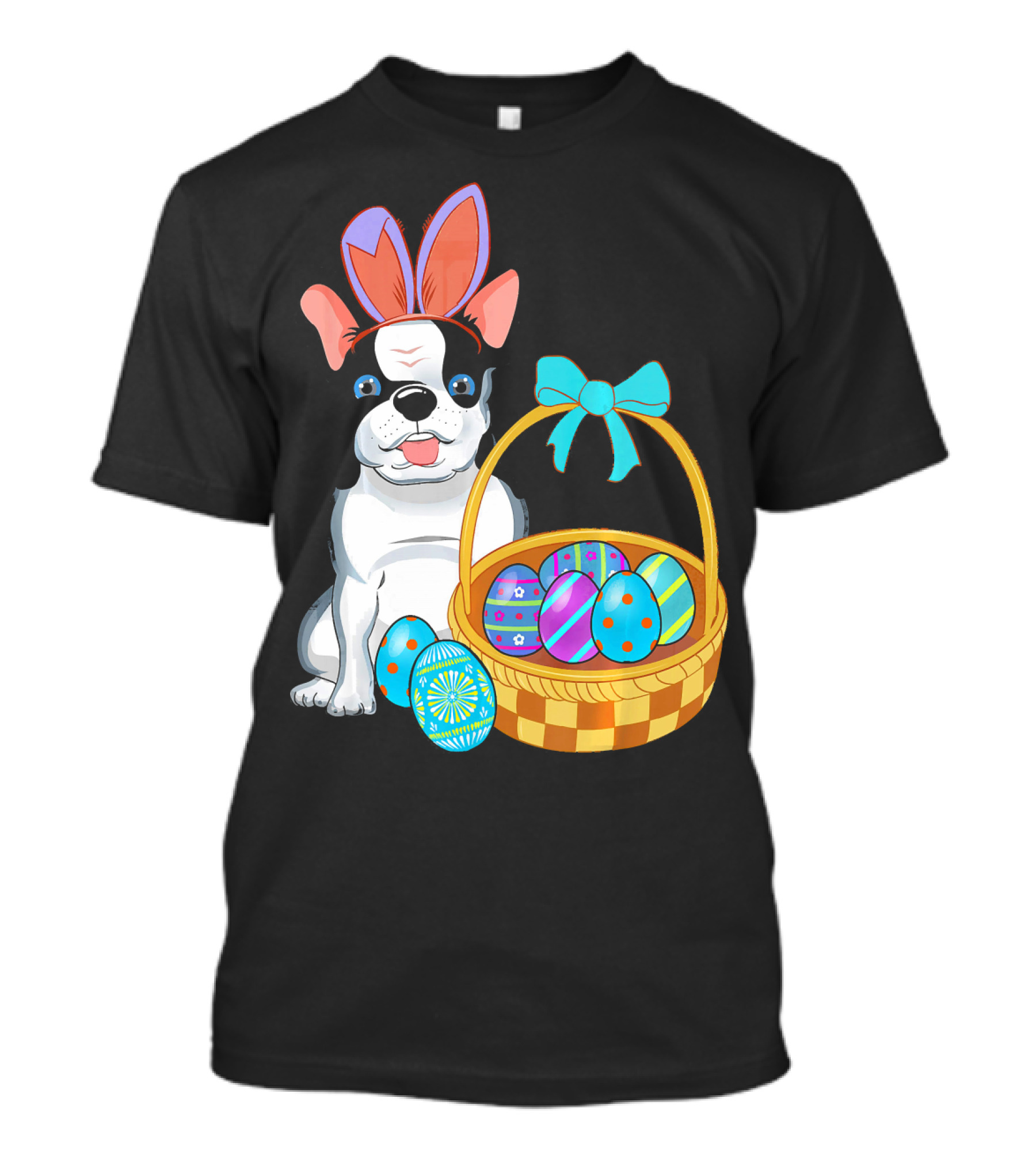 French Bulldog With Bunny Ears And Easter Egg Basket T-Shirt