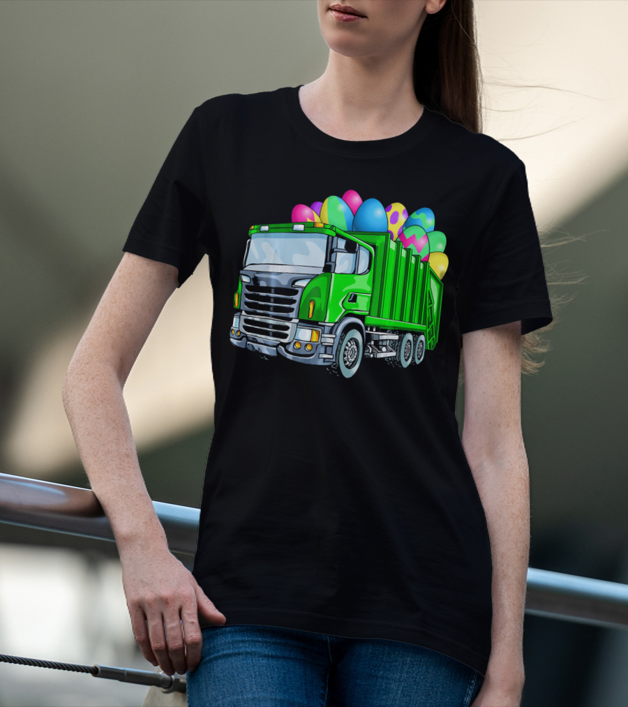 Easter Garbage Truck Men Kids Bo Easter Egg Hauler T-Shirt