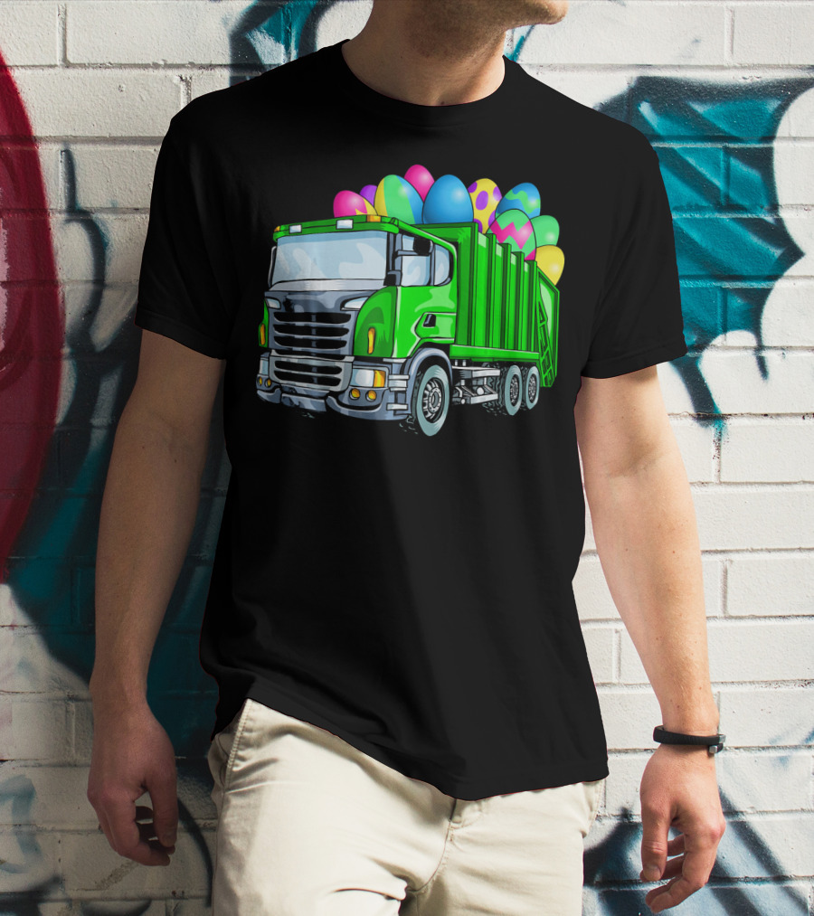 Easter Garbage Truck Men Kids Bo Easter Egg Hauler T-Shirt