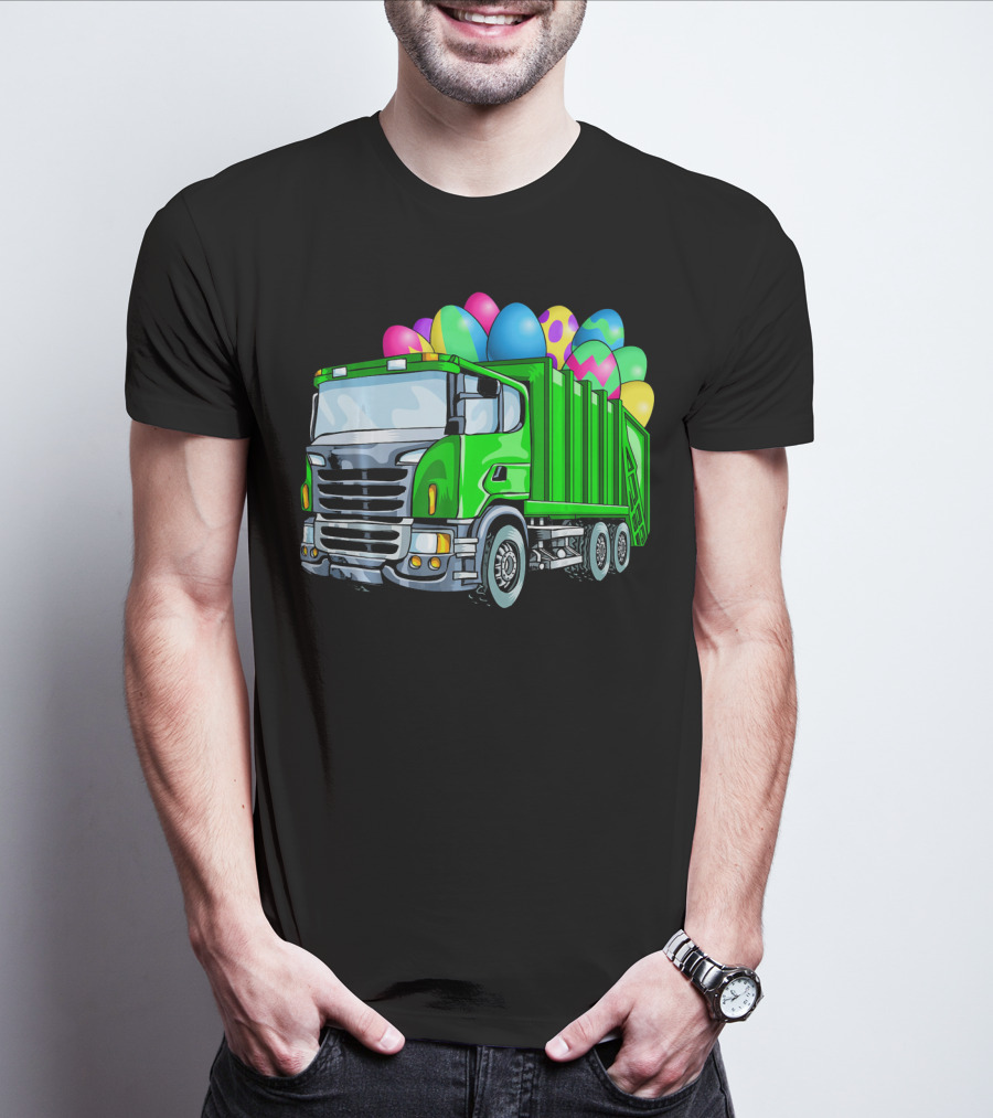 Easter Garbage Truck Men Kids Bo Easter Egg Hauler T-Shirt