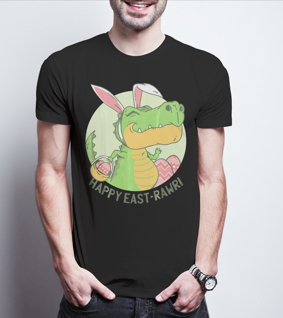 Happy East-RAWR Dinosaur Bunny T-Shirt