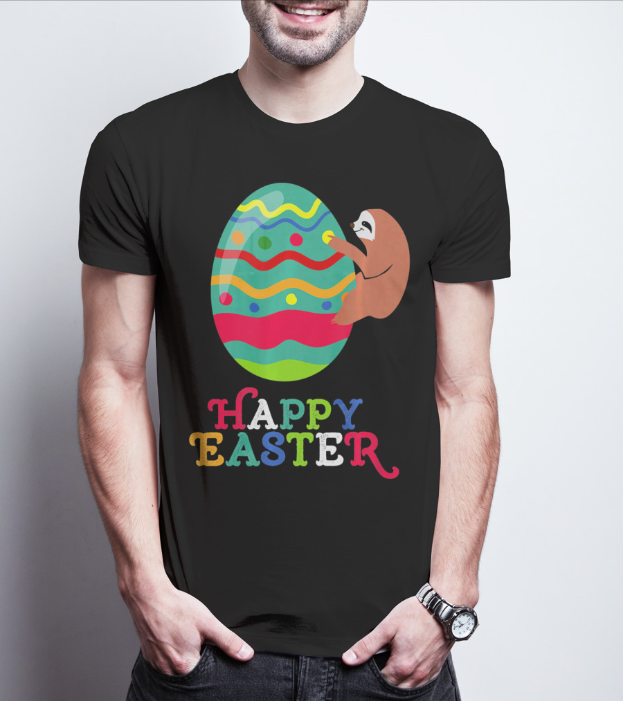 Happy Easter Sloth Colorful Egg T-Shirt