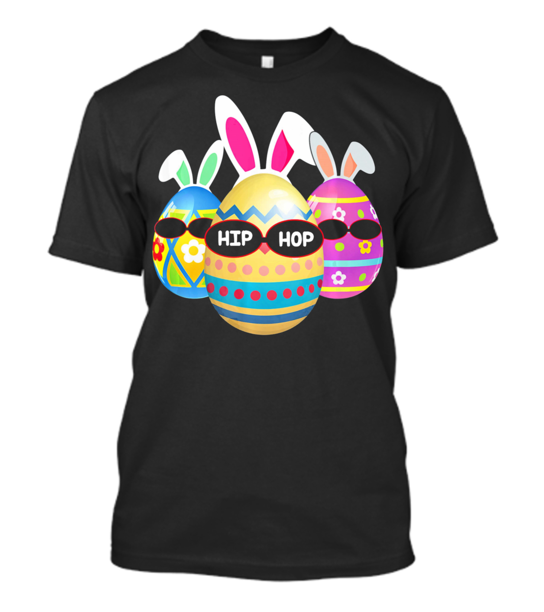 Hip Hop Bunny Eggs With Sunglasses T-Shirt