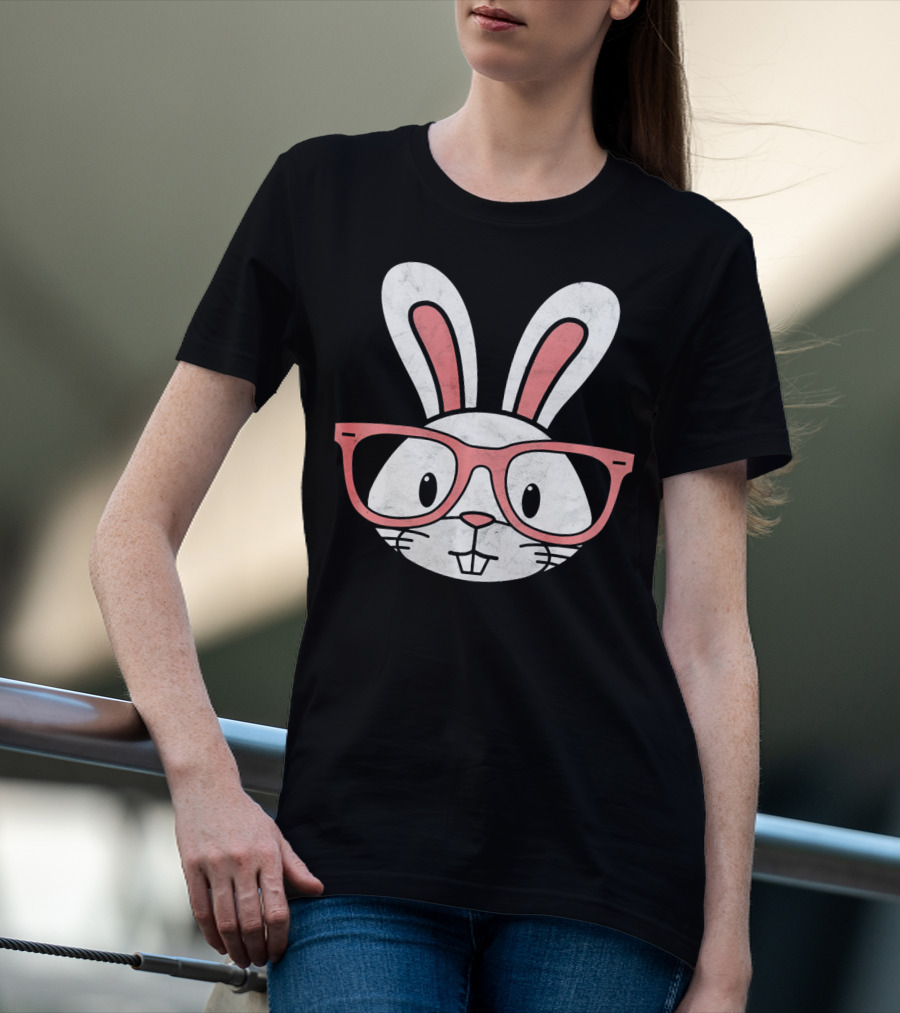 Funny Easter Bunny Hipster Glasses T-Shirt