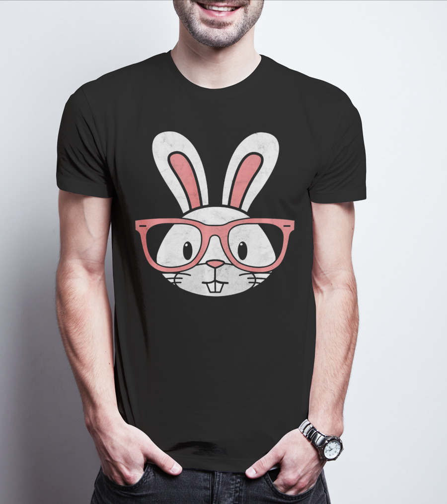 Funny Easter Bunny Hipster Glasses T-Shirt