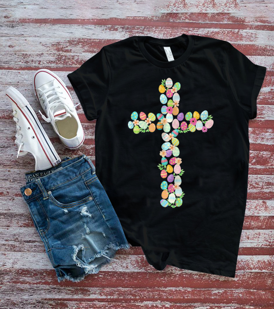 Easter Eggs Cross Christian T-Shirt