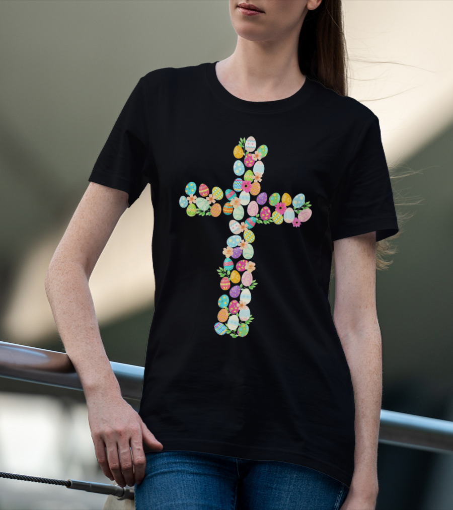 Easter Eggs Cross Christian T-Shirt