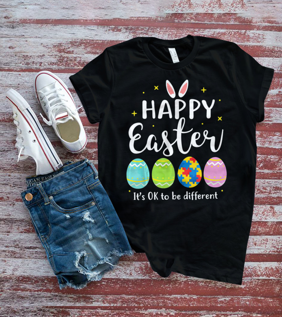 Happy Easter Bunny Puzzle Egg It's OK To Be Different T-Shirt