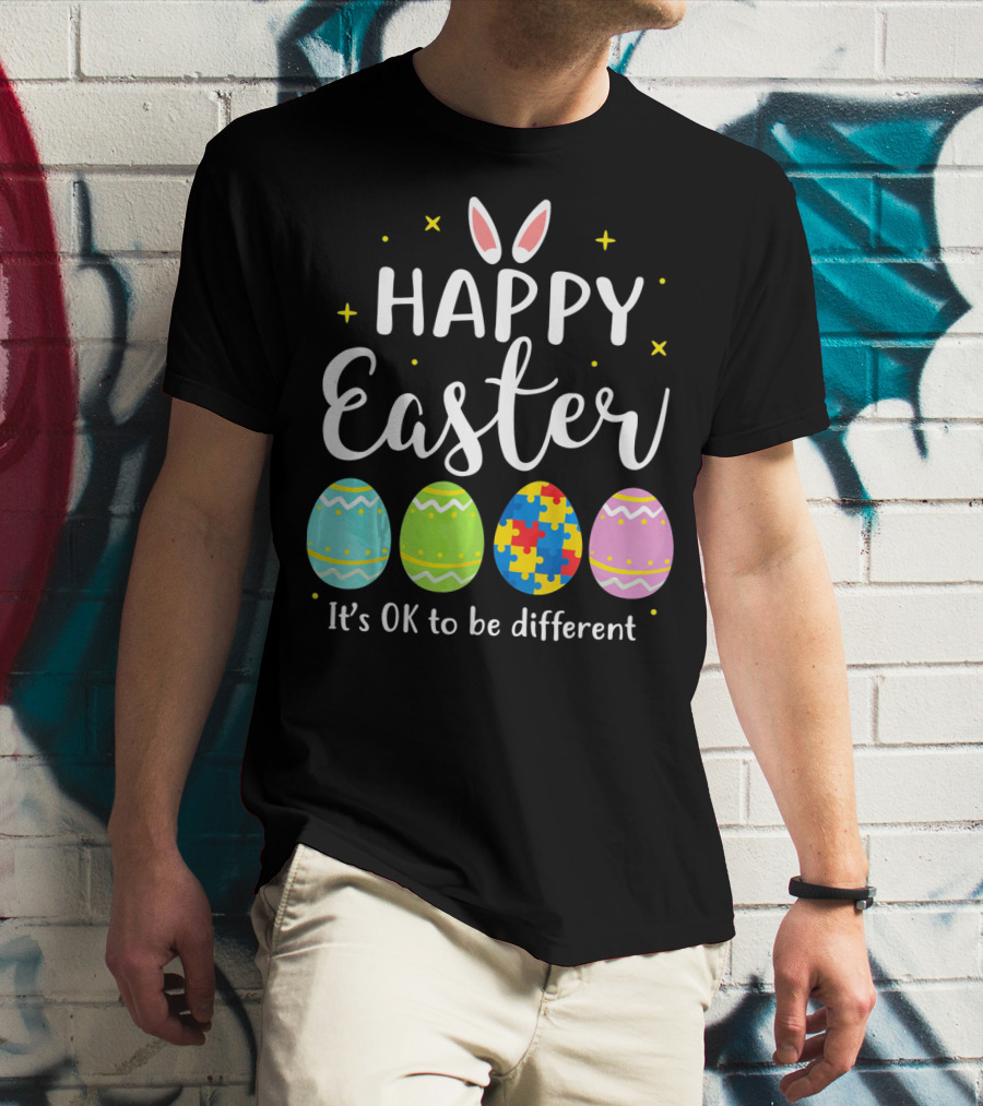 Happy Easter Bunny Puzzle Egg It's OK To Be Different T-Shirt