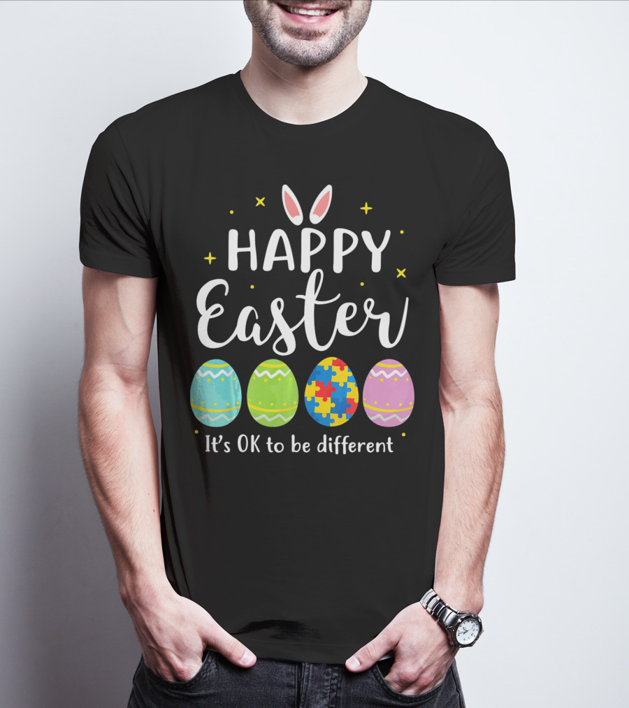 Happy Easter Bunny Puzzle Egg It's OK To Be Different T-Shirt