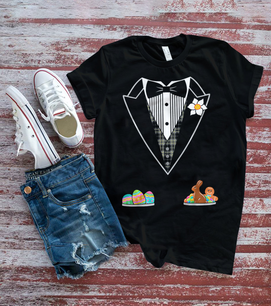 Easter Tuxedo With Eggs Chocolate Bunny And Gingerbread T-Shirt