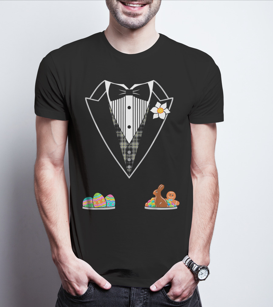Easter Tuxedo With Eggs Chocolate Bunny And Gingerbread T-Shirt