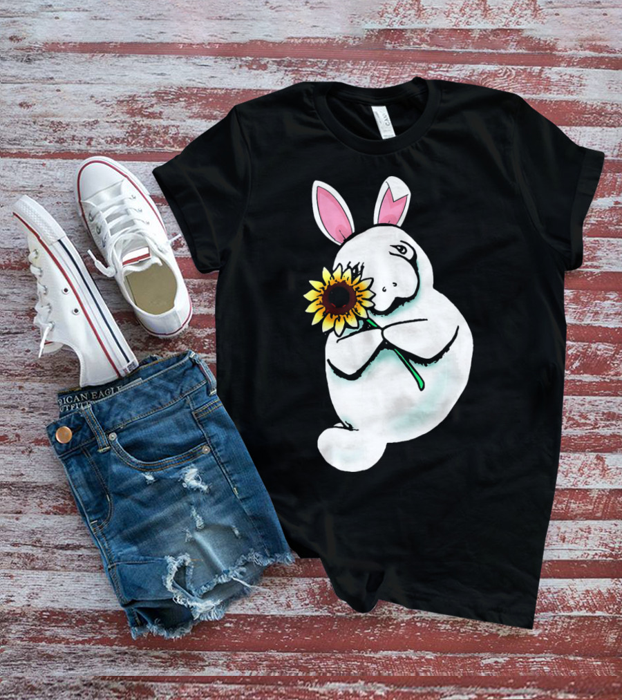 Sunflower Hugging Manatee Bunny T-Shirt