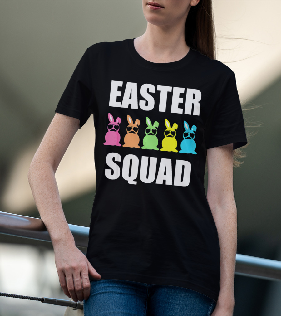 Easter Squad Family Funny Mustache Bunny Egg Hunting T-Shirt
