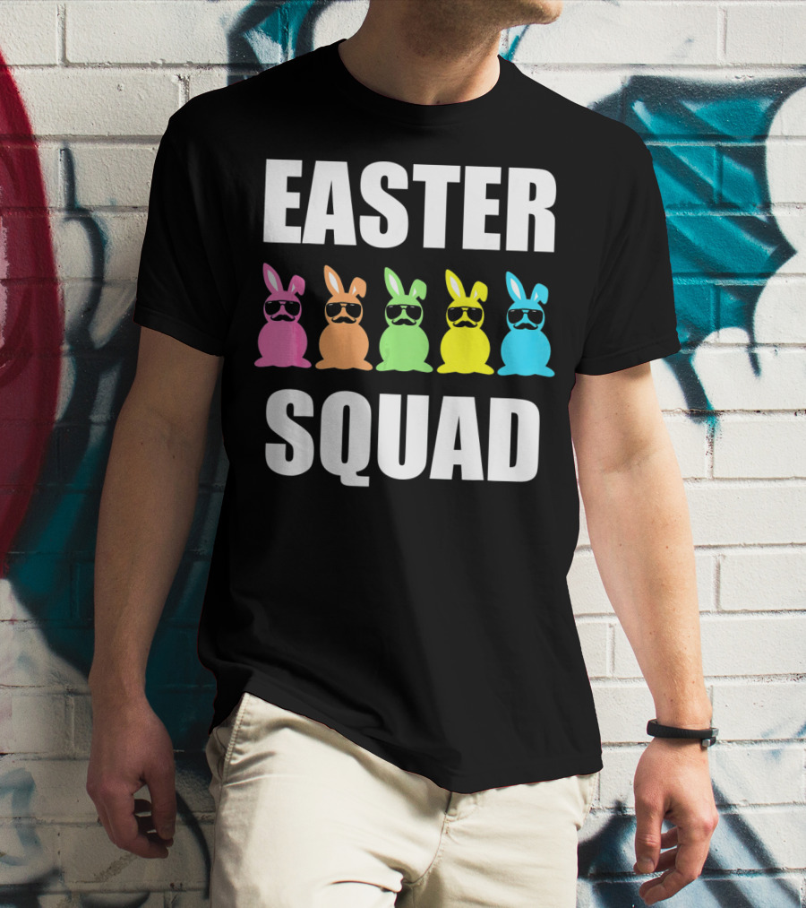 Easter Squad Family Funny Mustache Bunny Egg Hunting T-Shirt