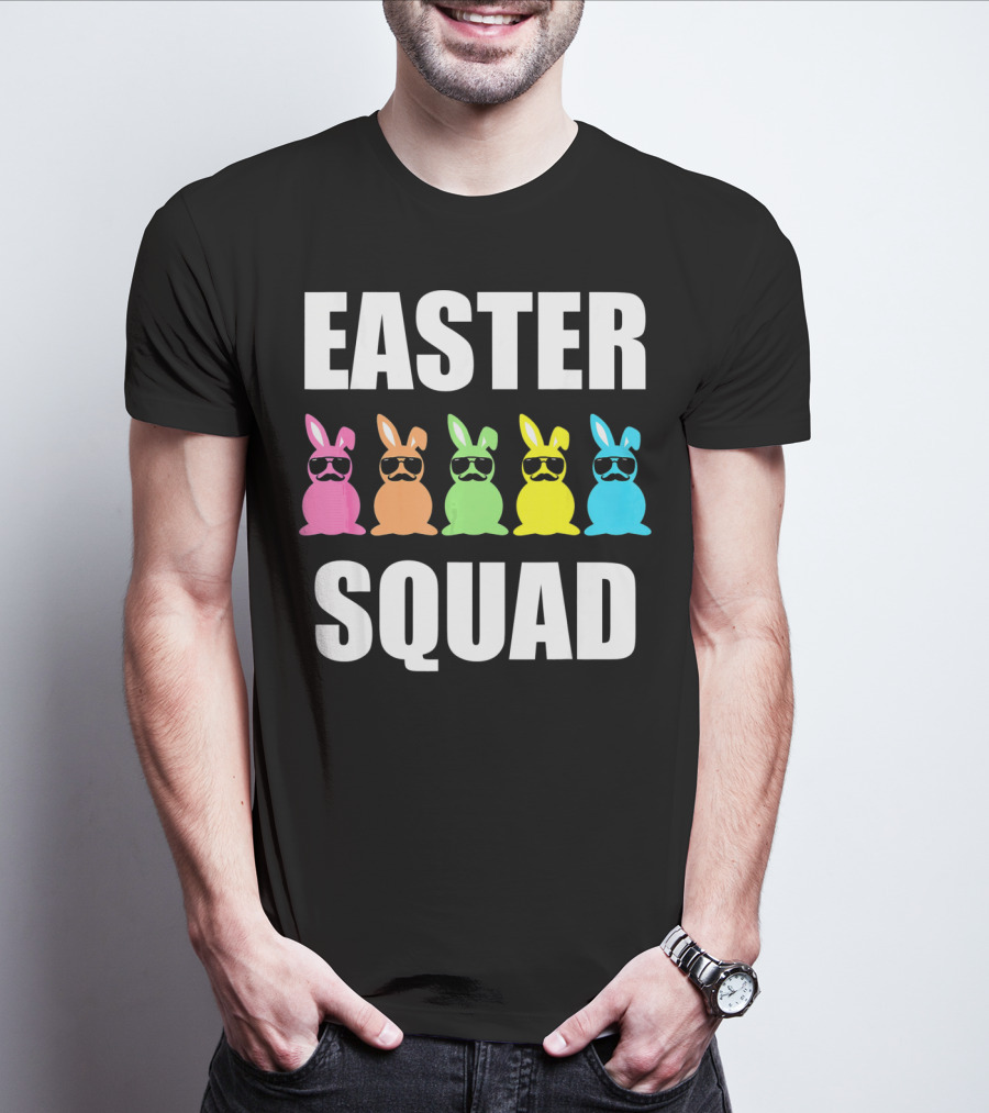 Easter Squad Family Funny Mustache Bunny Egg Hunting T-Shirt