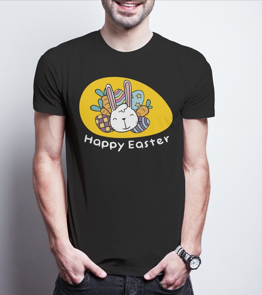 Happy Easter Bunny With Colorful Eggs T-Shirt