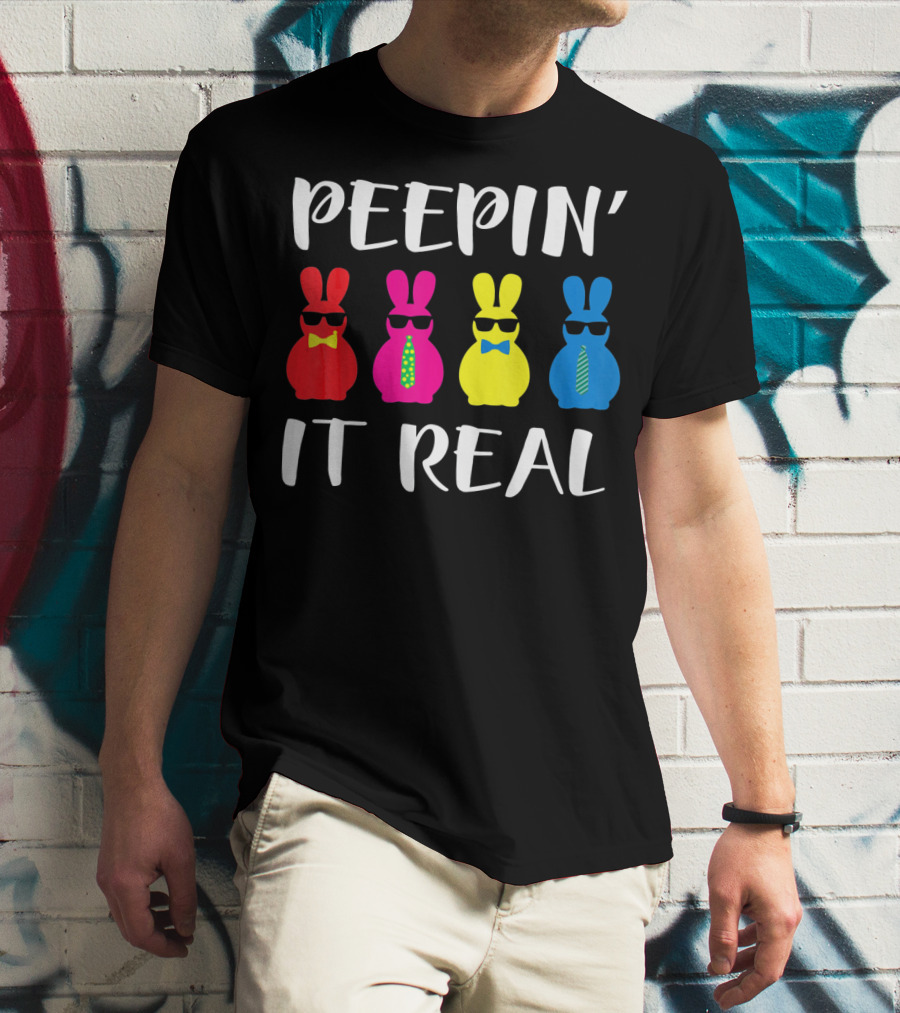 Peepin It Real Easter Bunni Sunglasses Bowties And Ties T-Shirt