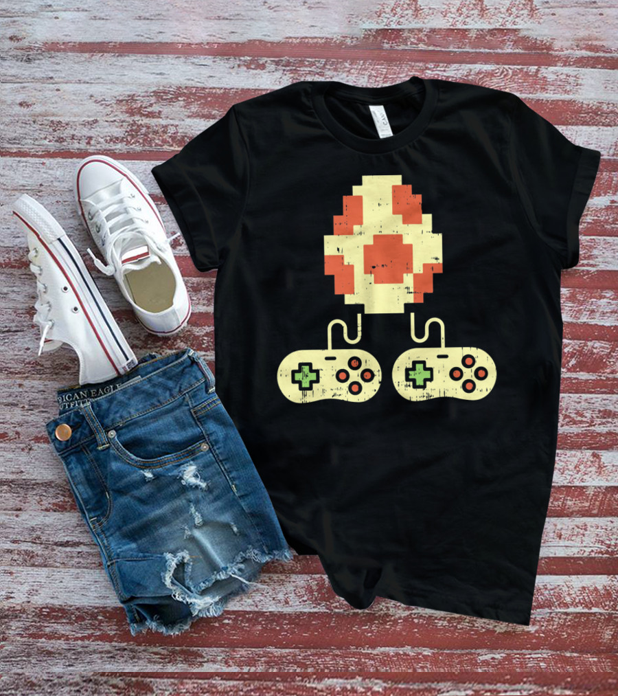 Easter Egg Pixel Art With Retro Game Controllers Gamer Gaming T-Shirt