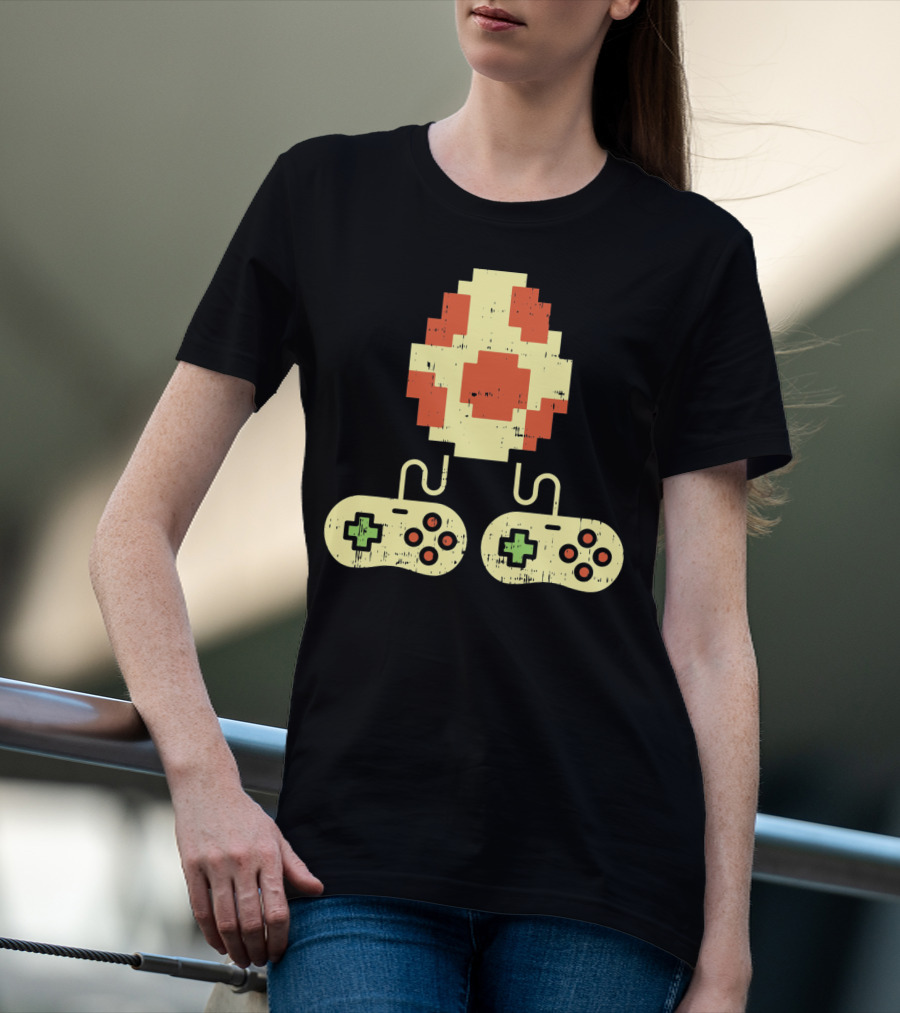 Easter Egg Pixel Art With Retro Game Controllers Gamer Gaming T-Shirt