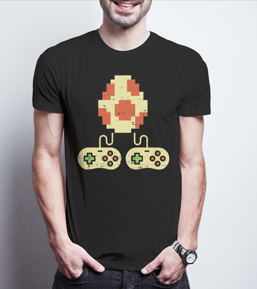 Easter Egg Pixel Art With Retro Game Controllers Gamer Gaming T-Shirt