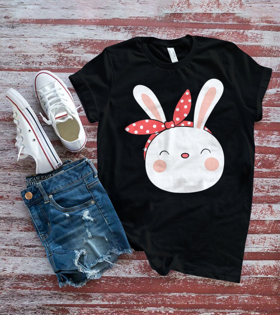 Easter Bunny With Polka Dot Headband T-Shirt