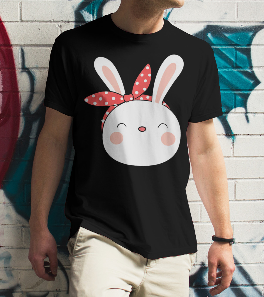 Easter Bunny With Polka Dot Headband T-Shirt