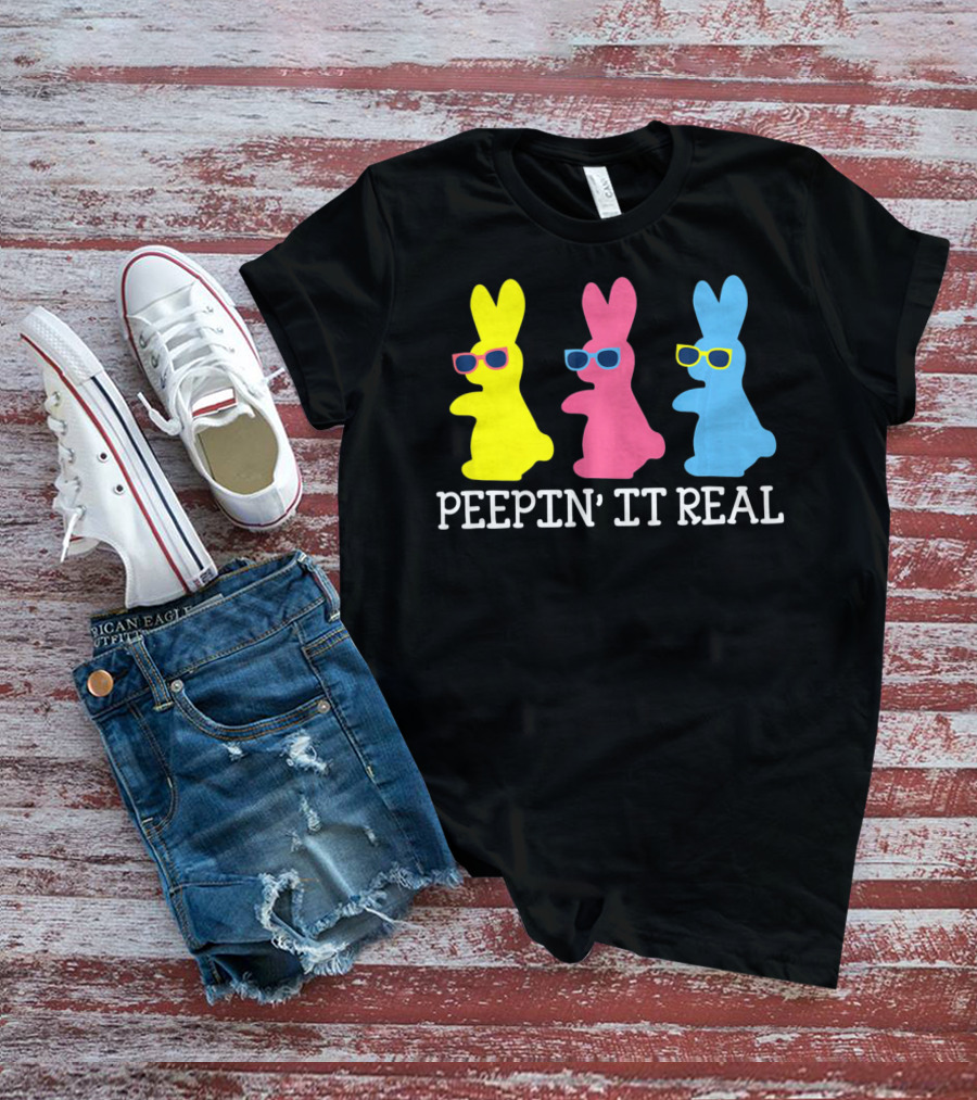 Peepin It Real Colorful Easter Bunny Sunglasses Trio T-Shirt