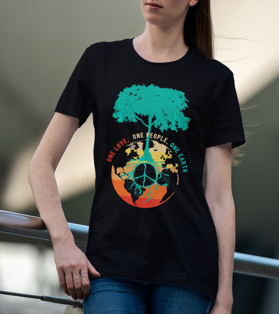 One Love One People One Earth Peace Tree T-Shirt
